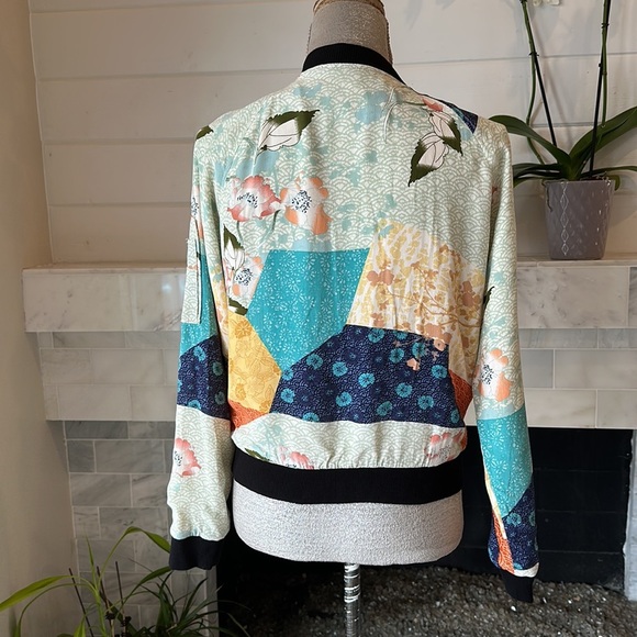 Sanctuary Mixed Asian Patchwork Print Bomber Jacket Size XS - Picture 6 of 11